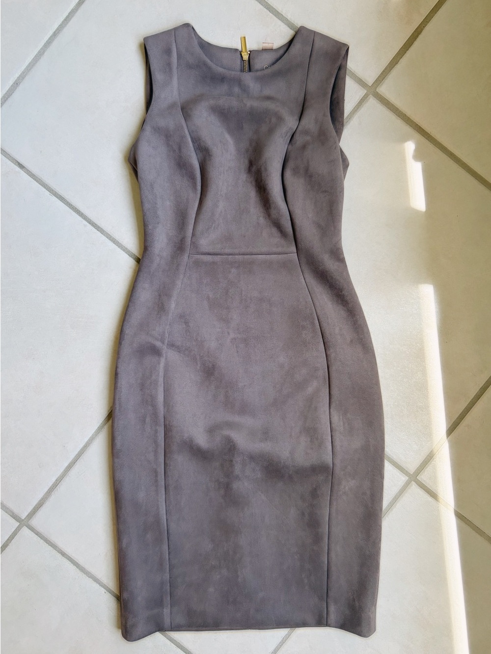 Calvin Klein Faux Suede Midi Sheath Dress